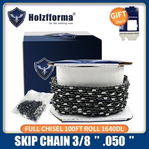 Holzfforma® 100FT Roll 3/8' 0,050'' Пильная цепь со скиповым долотом, 40 комплектов подходящих соединительных звеньев и 25 коробок