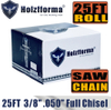 Цепь Holzfforma® 25FT Roll Full Chisel с шагом 0,3/8 дюйма, калибром 0,050 дюйма для Stihl Dolmar Echo McCulloch Homelite Jonsered Shindaiwa Makita Tanaka Efco Oleo Mac Oregon Carlton бензопила с 10 шт. соответствующими соединительными звеньями и 6 коробками
