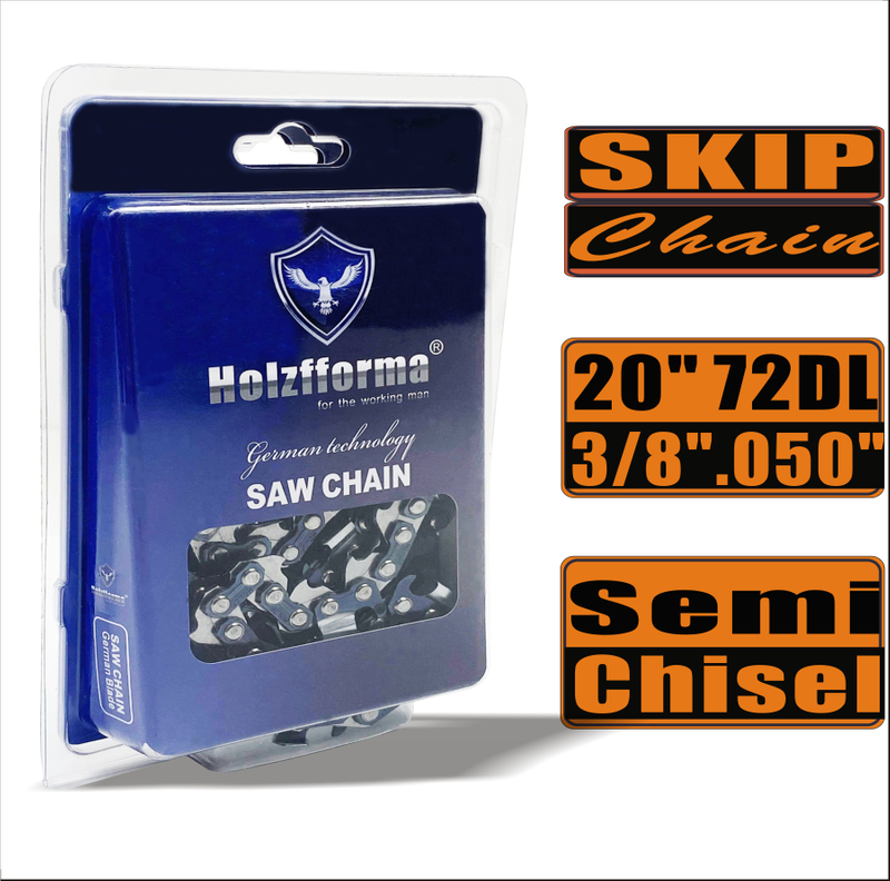 Полудолото со скиповой цепью Holzfforma® 3/8'' 0,050'' 20 дюймов 72DL цепи для Бензопилы Высококачественные немецкие лезвия и звенья